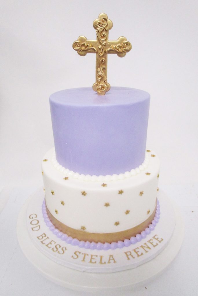 2-Tiered-Purple-White,-Gold-Cross-Cake